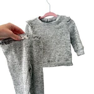 Gray Ribbed Heather Grey Knit Baby Outfit
